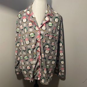 Pillow talk grey pink penguin pajamas set